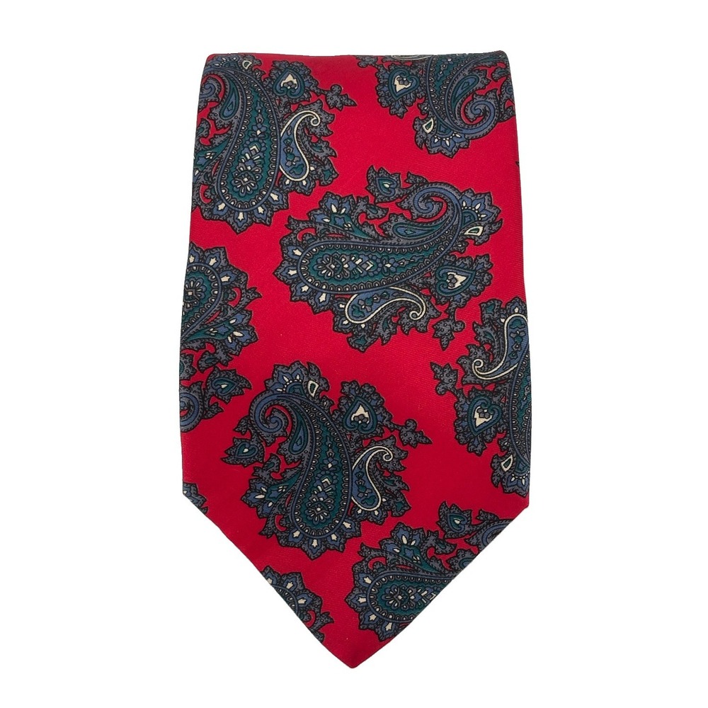 Mezzo Matto 100% Silk Mens Tie, Red Paisley Hand Made in Italy Beautiful Bold